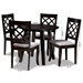 Baxton Studio Daisy Modern and Contemporary Grey Fabric Upholstered and Dark Brown Finished Wood 5-Piece Dining Set - Daisy-Grey/Dark Brown-5PC Dining Set