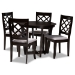 Baxton Studio Selby Modern and Contemporary Grey Fabric Upholstered and Dark Brown Finished Wood 5-Piece Dining Set