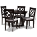Baxton Studio Selby Modern and Contemporary Grey Fabric Upholstered and Dark Brown Finished Wood 5-Piece Dining Set - Selby-Grey/Dark Brown-5PC Dining Set