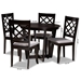 Baxton Studio Selby Modern and Contemporary Grey Fabric Upholstered and Dark Brown Finished Wood 5-Piece Dining Set - Selby-Grey/Dark Brown-5PC Dining Set