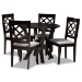 Baxton Studio Adina Modern and Contemporary Grey Fabric Upholstered and Dark Brown Finished Wood 5-Piece Dining Set