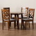Baxton Studio Adara Modern and Contemporary Grey Fabric Upholstered and Walnut Brown Finished Wood 5-Piece Dining Set - Adara-Grey/Walnut-5PC Dining Set
