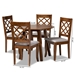 Baxton Studio Adara Modern and Contemporary Grey Fabric Upholstered and Walnut Brown Finished Wood 5-Piece Dining Set - Adara-Grey/Walnut-5PC Dining Set