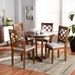 Baxton Studio Dayna Modern and Contemporary Grey Fabric Upholstered and Walnut Brown Finished Wood 5-Piece Dining Set - Dayna-Grey/Walnut-5PC Dining Set
