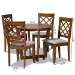 Baxton Studio Dayna Modern and Contemporary Grey Fabric Upholstered and Walnut Brown Finished Wood 5-Piece Dining Set - Dayna-Grey/Walnut-5PC Dining Set