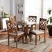 Baxton Studio Zoe Modern and Contemporary Grey Fabric Upholstered and Walnut Brown Finished Wood 5-Piece Dining Set - Zoe-Grey/Walnut-5PC Dining Set