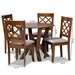 Baxton Studio Zoe Modern and Contemporary Grey Fabric Upholstered and Walnut Brown Finished Wood 5-Piece Dining Set - Zoe-Grey/Walnut-5PC Dining Set