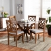 Baxton Studio Beth Modern and Contemporary Grey Fabric Upholstered and Walnut Brown Finished Wood 5-Piece Dining Set - Beth-Grey/Walnut-5PC Dining Set