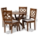 Baxton Studio Beth Modern and Contemporary Grey Fabric Upholstered and Walnut Brown Finished Wood 5-Piece Dining Set - Beth-Grey/Walnut-5PC Dining Set