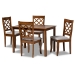 Baxton Studio Sari Modern and Contemporary Grey Fabric Upholstered and Walnut Brown Finished Wood 5-Piece Dining Set