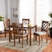 Baxton Studio Sari Modern and Contemporary Grey Fabric Upholstered and Walnut Brown Finished Wood 5-Piece Dining Set - Sari-Grey/Walnut-5PC Dining Set
