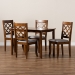 Baxton Studio Sari Modern and Contemporary Grey Fabric Upholstered and Walnut Brown Finished Wood 5-Piece Dining Set - Sari-Grey/Walnut-5PC Dining Set