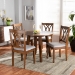 Baxton Studio Leon Modern and Contemporary Grey Fabric Upholstered and Walnut Brown Finished Wood 5-Piece Dining Set - Leon-Grey/Walnut-5PC Dining Set