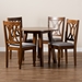 Baxton Studio Leon Modern and Contemporary Grey Fabric Upholstered and Walnut Brown Finished Wood 5-Piece Dining Set - Leon-Grey/Walnut-5PC Dining Set