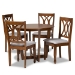 Baxton Studio Aggie Modern and Contemporary Grey Fabric Upholstered and Walnut Brown Finished Wood 5-Piece Dining Set