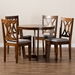 Baxton Studio Aggie Modern and Contemporary Grey Fabric Upholstered and Walnut Brown Finished Wood 5-Piece Dining Set - Aggie-Grey/Walnut-5PC Dining Set