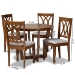 Baxton Studio Aggie Modern and Contemporary Grey Fabric Upholstered and Walnut Brown Finished Wood 5-Piece Dining Set - Aggie-Grey/Walnut-5PC Dining Set