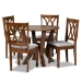 Baxton Studio Irene Modern and Contemporary Grey Fabric Upholstered and Walnut Brown Finished Wood 5-Piece Dining Set