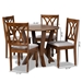 Baxton Studio Irene Modern and Contemporary Grey Fabric Upholstered and Walnut Brown Finished Wood 5-Piece Dining Set - Irene-Grey/Walnut-5PC Dining Set