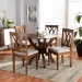 Baxton Studio April Modern and Contemporary Grey Fabric Upholstered and Walnut Brown Finished Wood 5-Piece Dining Set - April-Grey/Walnut-5PC Dining Set