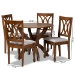 Baxton Studio April Modern and Contemporary Grey Fabric Upholstered and Walnut Brown Finished Wood 5-Piece Dining Set - April-Grey/Walnut-5PC Dining Set