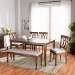 Baxton Studio Reneau Modern and Contemporary Grey Fabric Upholstered and Walnut Brown Finished Wood 6-Piece Dining Set - RH316C-Grey/Walnut-6PC Dining Set