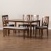 Baxton Studio Reneau Modern and Contemporary Grey Fabric Upholstered and Walnut Brown Finished Wood 6-Piece Dining Set - RH316C-Grey/Walnut-6PC Dining Set