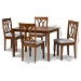 Baxton Studio Sefa Modern and Contemporary Grey Fabric Upholstered and Walnut Brown Finished Wood 5-Piece Dining Set - Sefa-Grey/Walnut-5PC Dining Set