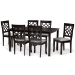 Baxton Studio Mael Modern and Contemporary Grey Fabric Upholstered and Dark Brown Finished Wood 7-Piece Dining Set
