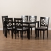 Baxton Studio Mael Modern and Contemporary Grey Fabric Upholstered and Dark Brown Finished Wood 7-Piece Dining Set - RH331C-Grey/Dark Brown-7PC Dining Set