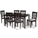 Baxton Studio Mael Modern and Contemporary Grey Fabric Upholstered and Dark Brown Finished Wood 7-Piece Dining Set - RH331C-Grey/Dark Brown-7PC Dining Set