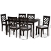 Baxton Studio Mael Modern and Contemporary Grey Fabric Upholstered and Dark Brown Finished Wood 7-Piece Dining Set - RH331C-Grey/Dark Brown-7PC Dining Set