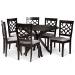 Baxton Studio Elena Modern and Contemporary Grey Fabric Upholstered and Dark Brown Finished Wood 7-Piece Dining Set