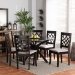 Baxton Studio Elena Modern and Contemporary Grey Fabric Upholstered and Dark Brown Finished Wood 7-Piece Dining Set - Elena-Grey/Dark Brown-7PC Dining Set