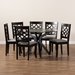 Baxton Studio Elena Modern and Contemporary Grey Fabric Upholstered and Dark Brown Finished Wood 7-Piece Dining Set - Elena-Grey/Dark Brown-7PC Dining Set
