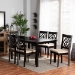 Baxton Studio Renaud Modern and Contemporary Sand Fabric Upholstered and Dark Brown Finished Wood 7-Piece Dining Set - RH332C-Sand/Dark Brown-7PC Dining Set