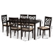 Baxton Studio Renaud Modern and Contemporary Sand Fabric Upholstered and Dark Brown Finished Wood 7-Piece Dining Set - RH332C-Sand/Dark Brown-7PC Dining Set