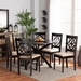 Baxton Studio Sadie Modern and Contemporary Sand Fabric Upholstered and Dark Brown Finished Wood 7-Piece Dining Set - Sadie-Sand/Dark Brown-7PC Dining Set