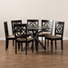Baxton Studio Sadie Modern and Contemporary Sand Fabric Upholstered and Dark Brown Finished Wood 7-Piece Dining Set - Sadie-Sand/Dark Brown-7PC Dining Set