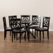 Baxton Studio Sadie Modern and Contemporary Grey Fabric Upholstered and Dark Brown Finished Wood 7-Piece Dining Set - Sadie-Grey/Dark Brown-7PC Dining Set
