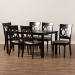 Baxton Studio Lucie Modern and Contemporary Sand Fabric Upholstered and Dark Brown Finished Wood 7-Piece Dining Set - RH333C-Sand/Dark Brown-7PC Dining Set