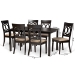 Baxton Studio Lucie Modern and Contemporary Sand Fabric Upholstered and Dark Brown Finished Wood 7-Piece Dining Set - RH333C-Sand/Dark Brown-7PC Dining Set