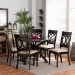 Baxton Studio Jessie Modern and Contemporary Sand Fabric Upholstered and Dark Brown Finished Wood 7-Piece Dining Set - Jessie-Sand/Dark Brown-7PC Dining Set