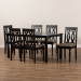 Baxton Studio Cherese Modern and Contemporary Sand Fabric Upholstered and Dark Brown Finished Wood 7-Piece Dining Set - RH334C-Sand/Dark Brown-7PC Dining Set