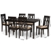 Baxton Studio Cherese Modern and Contemporary Sand Fabric Upholstered and Dark Brown Finished Wood 7-Piece Dining Set - RH334C-Sand/Dark Brown-7PC Dining Set