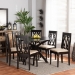 Baxton Studio Callie Modern and Contemporary Sand Fabric Upholstered and Dark Brown Finished Wood 7-Piece Dining Set - Callie-Sand/Dark Brown-7PC Dining Set
