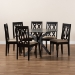 Baxton Studio Callie Modern and Contemporary Sand Fabric Upholstered and Dark Brown Finished Wood 7-Piece Dining Set - Callie-Sand/Dark Brown-7PC Dining Set