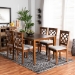 Baxton Studio Verner Modern and Contemporary Grey Fabric Upholstered and Walnut Brown Finished Wood 7-Piece Dining Set - RH330C-Grey/Walnut-DC-7PC Dining Set