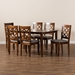 Baxton Studio Verner Modern and Contemporary Grey Fabric Upholstered and Walnut Brown Finished Wood 7-Piece Dining Set - RH330C-Grey/Walnut-DC-7PC Dining Set