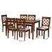 Baxton Studio Verner Modern and Contemporary Grey Fabric Upholstered and Walnut Brown Finished Wood 7-Piece Dining Set - RH330C-Grey/Walnut-DC-7PC Dining Set
